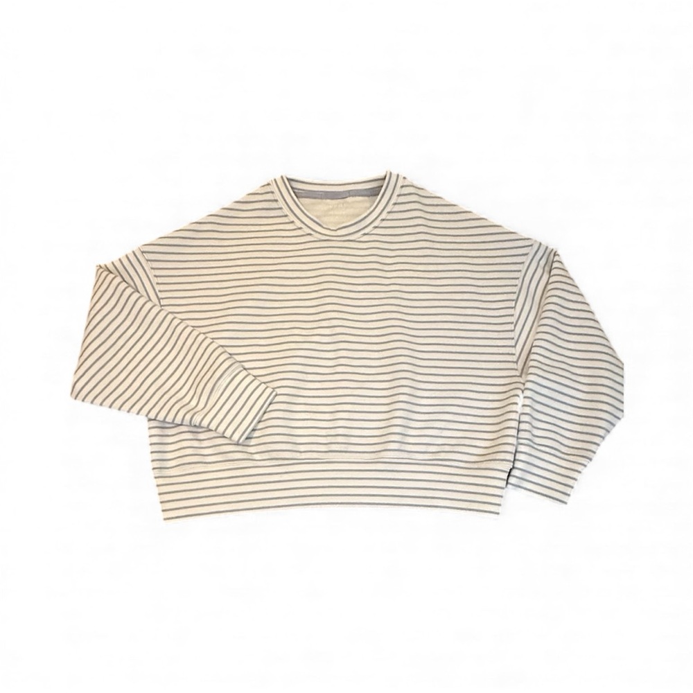 Cream Striped Crewneck Sweatshirt - Women